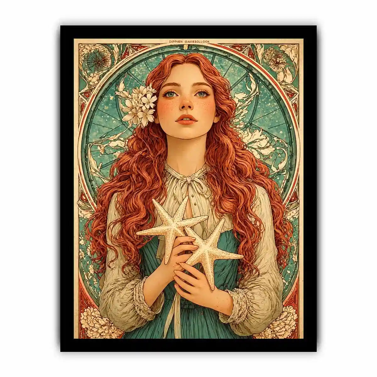 art nouveau woman portrait wall art pastel vintage feminine canvas decor