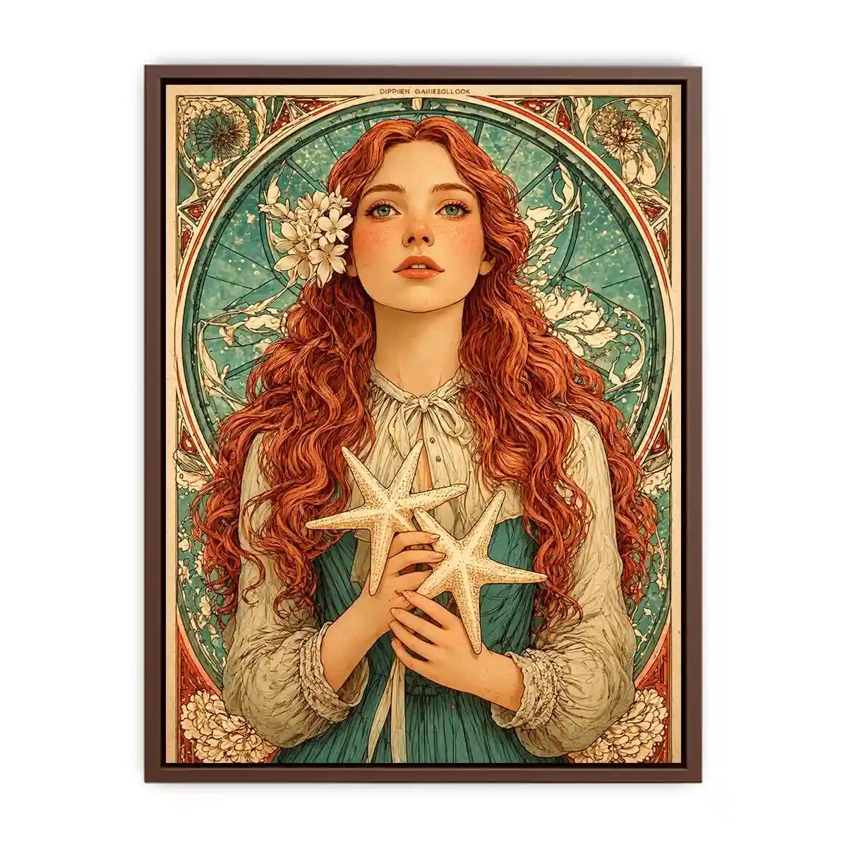 art nouveau woman portrait wall art pastel vintage feminine canvas decor