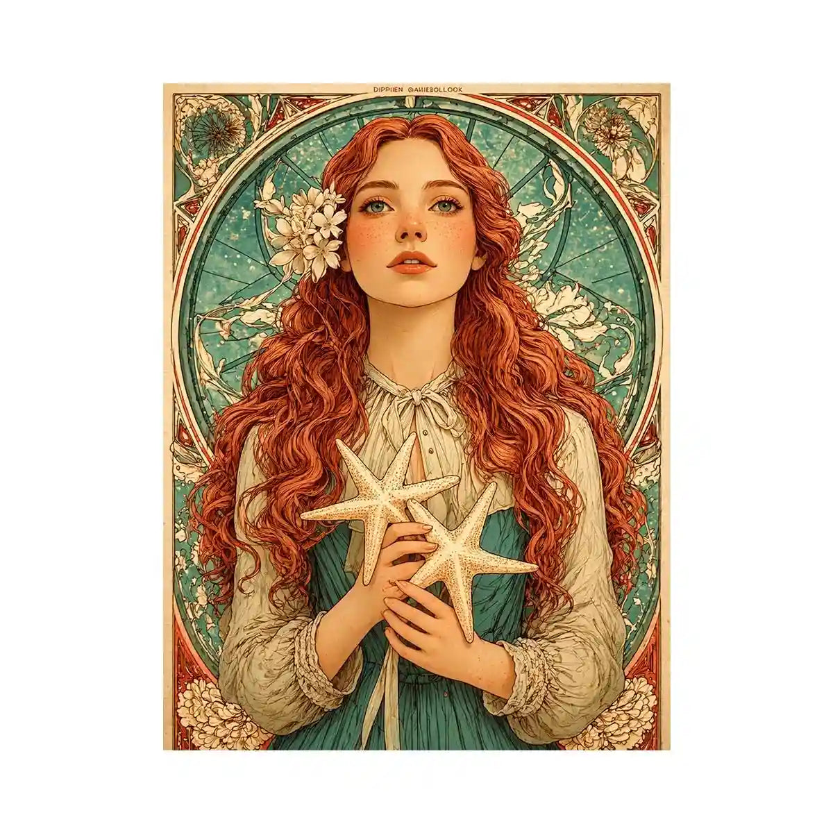 art nouveau woman portrait Canvas Print pastel vintage feminine canvas decor