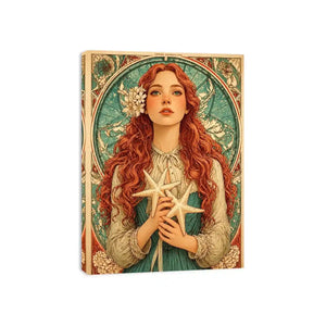 art nouveau woman portrait Canvas Print pastel vintage feminine canvas decor