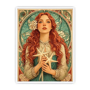 art nouveau woman portrait Canvas Print pastel vintage feminine canvas decor
