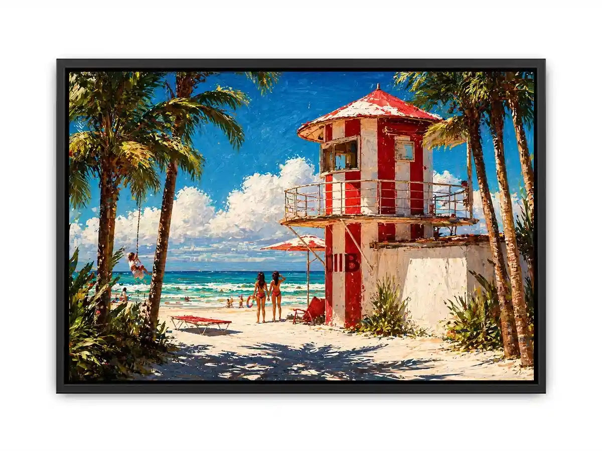 tropical beach lifeguard tower Canvas Print coastal ocean canvas summer decor