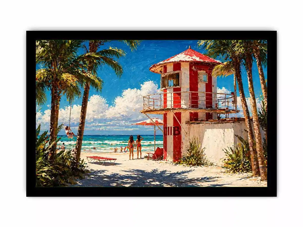 tropical beach lifeguard tower Canvas Print coastal ocean canvas summer decor