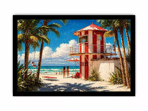 tropical beach lifeguard tower Canvas Print coastal ocean canvas summer decor