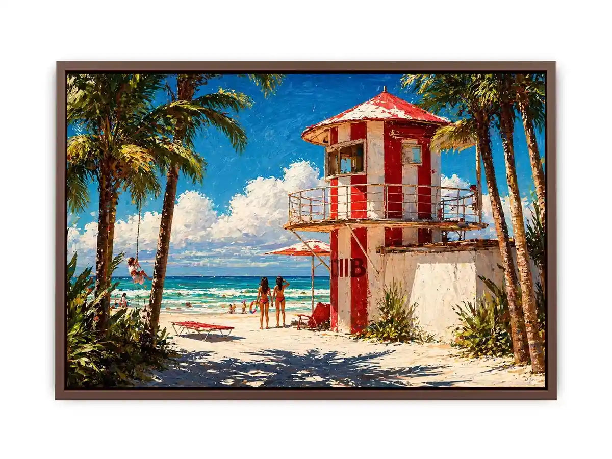 tropical beach lifeguard tower Canvas Print coastal ocean canvas summer decor