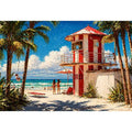 tropical beach lifeguard tower Canvas Print coastal ocean canvas summer decor