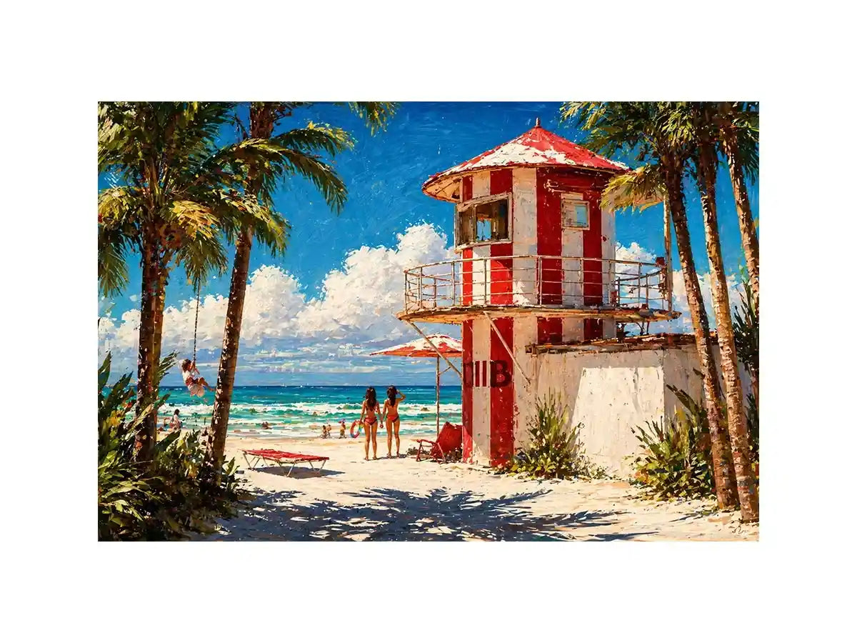 tropical beach lifeguard tower Canvas Print coastal ocean canvas summer decor