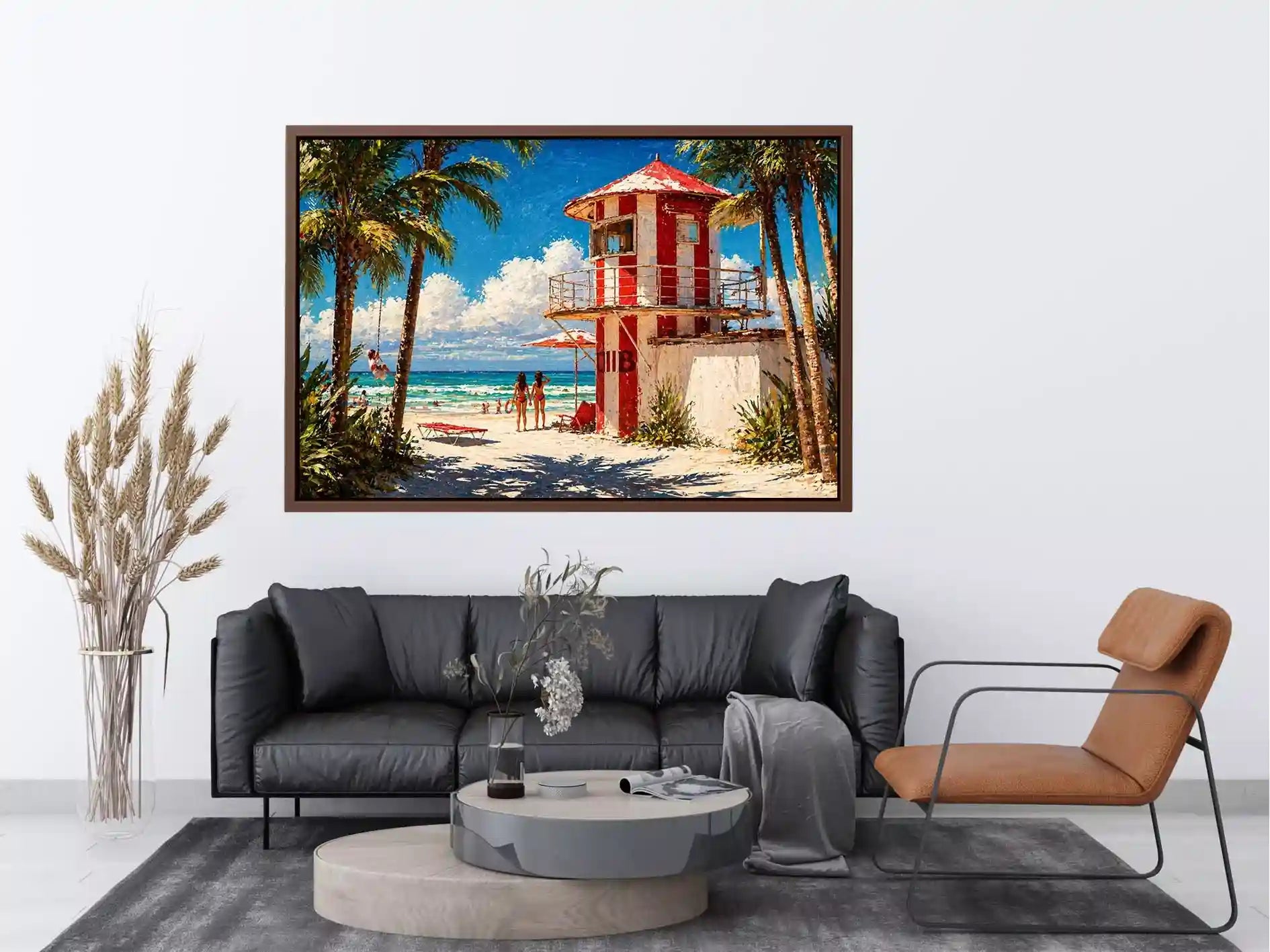 tropical beach lifeguard tower Canvas Print coastal ocean canvas summer decor
