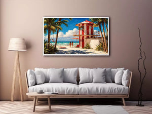 tropical beach lifeguard tower Canvas Print coastal ocean canvas summer decor