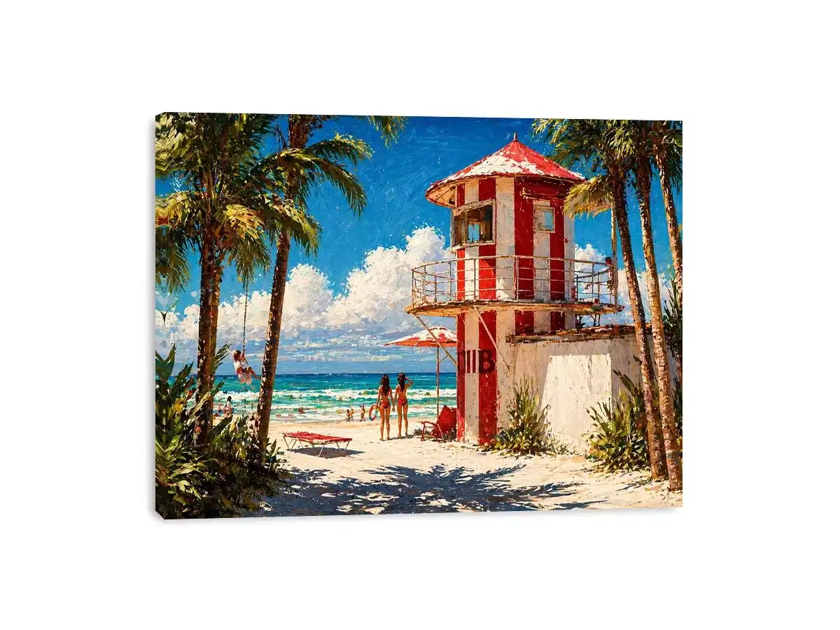 tropical beach lifeguard tower Canvas Print coastal ocean canvas summer decor