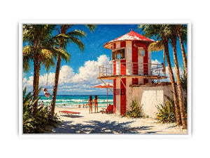 tropical beach lifeguard tower Canvas Print coastal ocean canvas summer decor