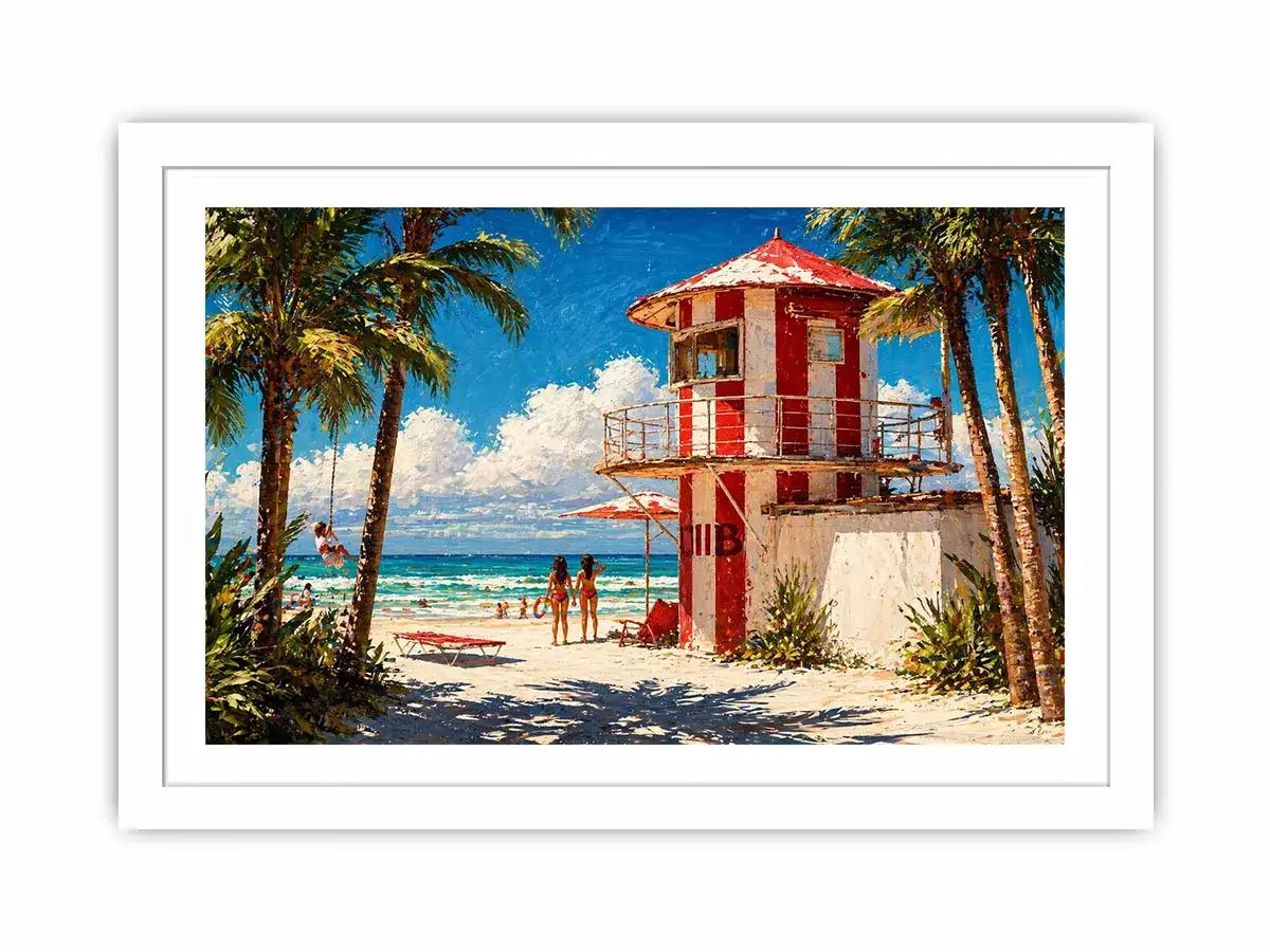 tropical beach lifeguard tower Canvas Print coastal ocean canvas summer decor