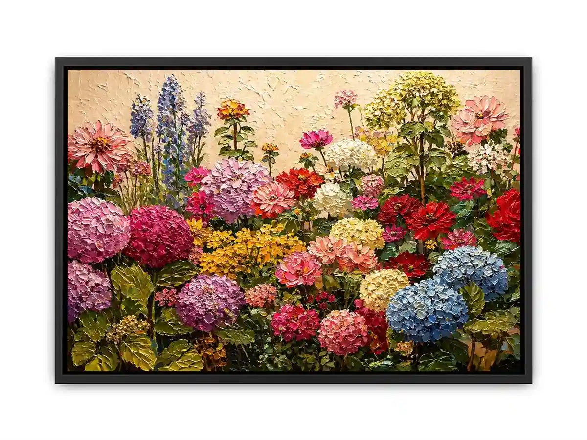 vibrant floral garden wall art colorful botanical canvas textured decor