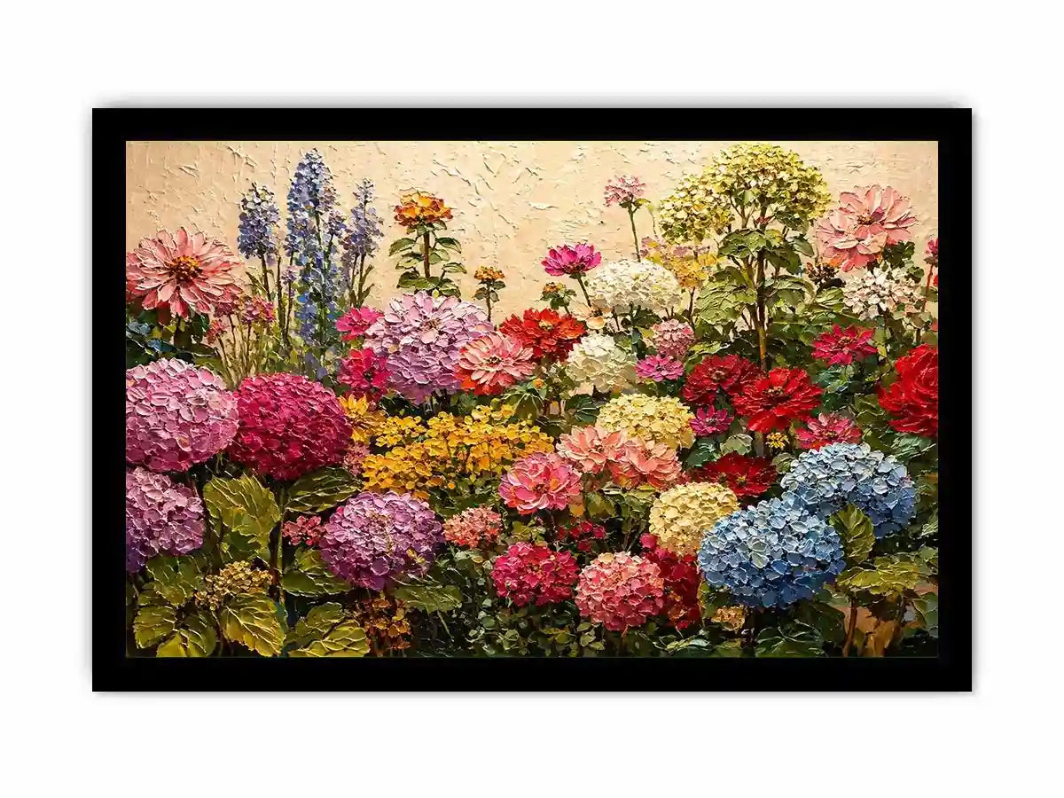 vibrant floral garden wall art colorful botanical canvas textured decor