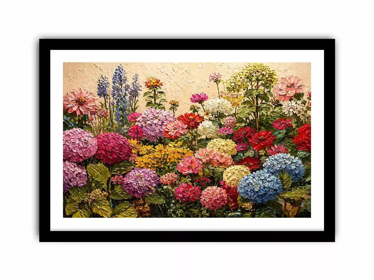 vibrant floral garden wall art colorful botanical canvas textured decor
