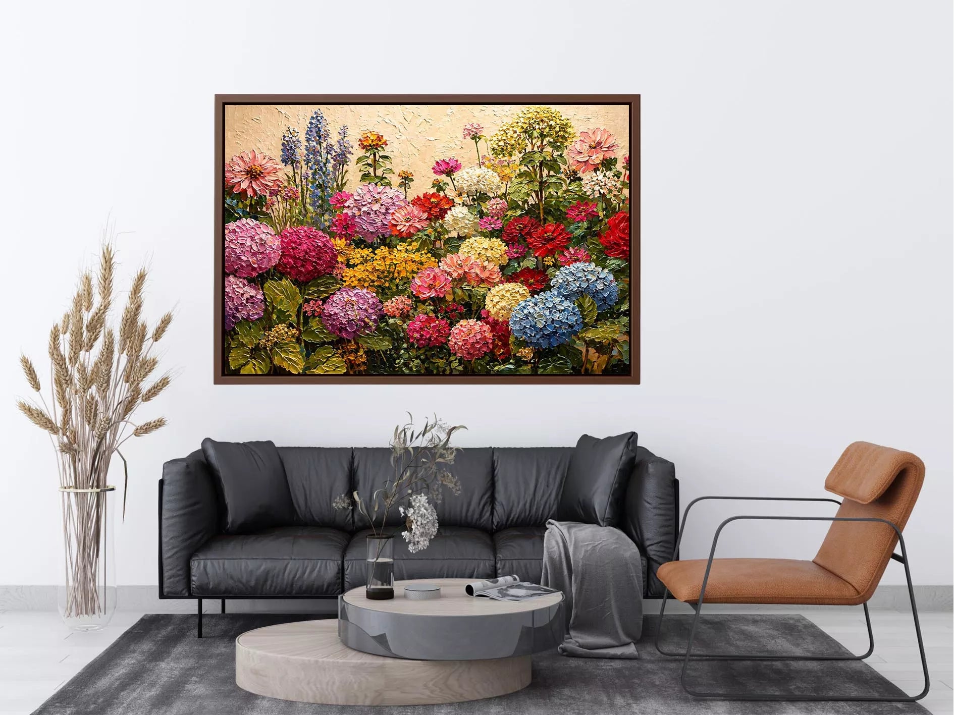 vibrant floral garden wall art colorful botanical canvas textured decor