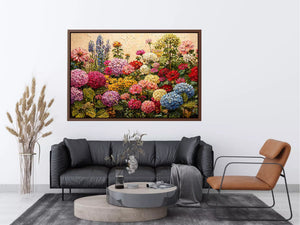 vibrant floral garden wall art colorful botanical canvas textured decor