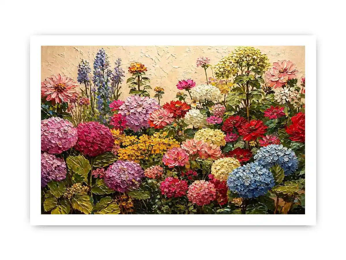 vibrant floral garden wall art colorful botanical canvas textured decor
