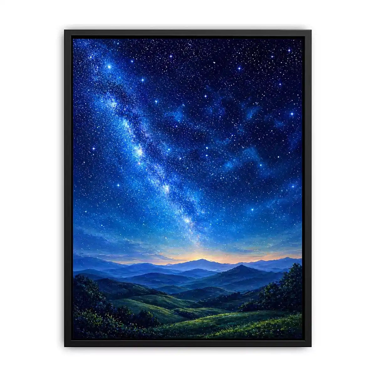 starry night sky landscape Canvas Print dreamy blue canvas peaceful decor