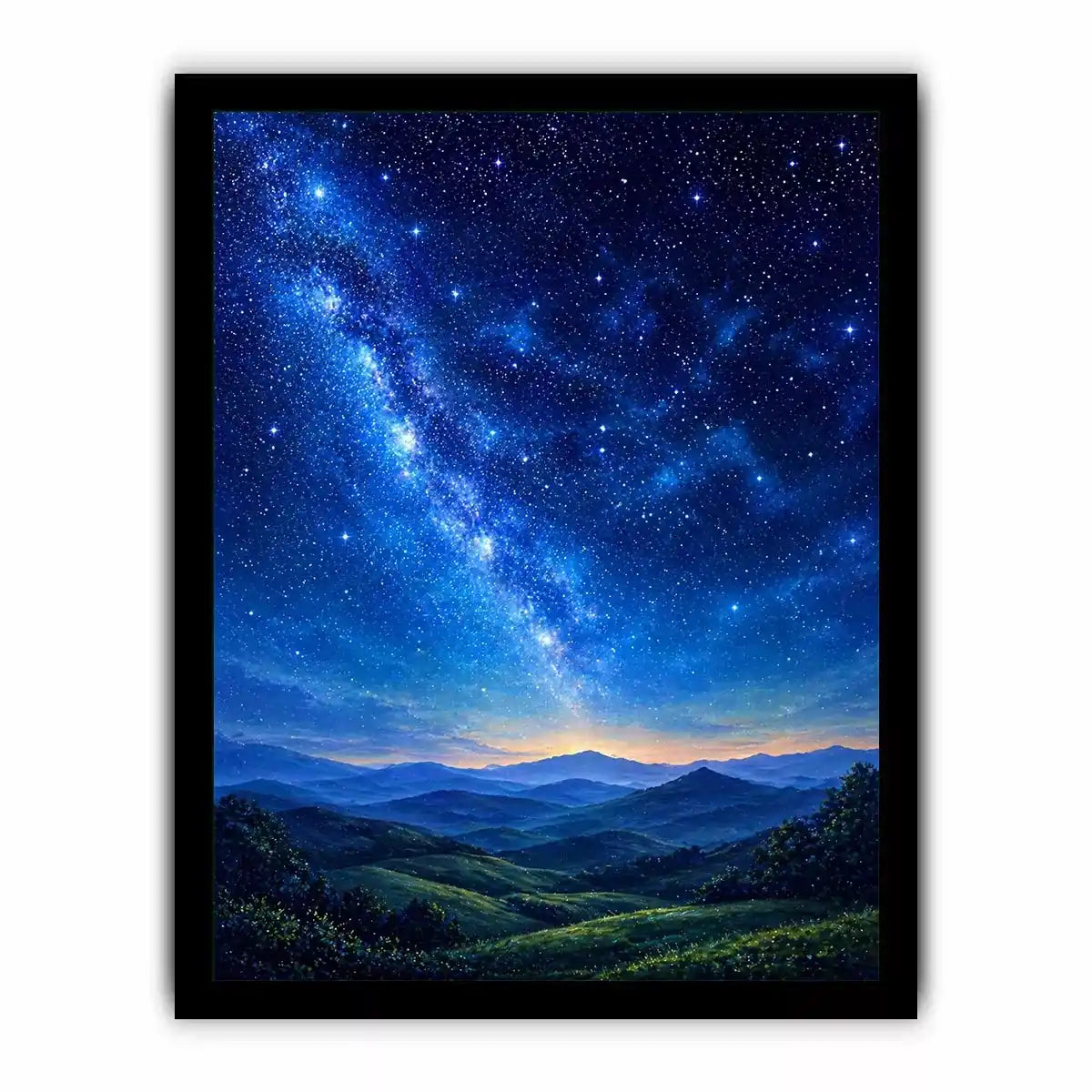 starry night sky landscape Canvas Print dreamy blue canvas peaceful decor