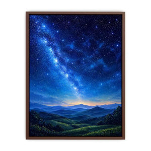starry night sky landscape wall art dreamy blue canvas peaceful decor