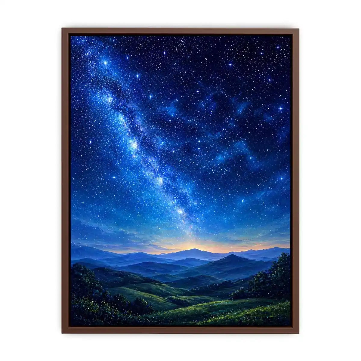 starry night sky landscape Canvas Print dreamy blue canvas peaceful decor
