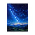 starry night sky landscape wall art dreamy blue canvas peaceful decor
