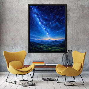 starry night sky landscape Canvas Print dreamy blue canvas peaceful decor