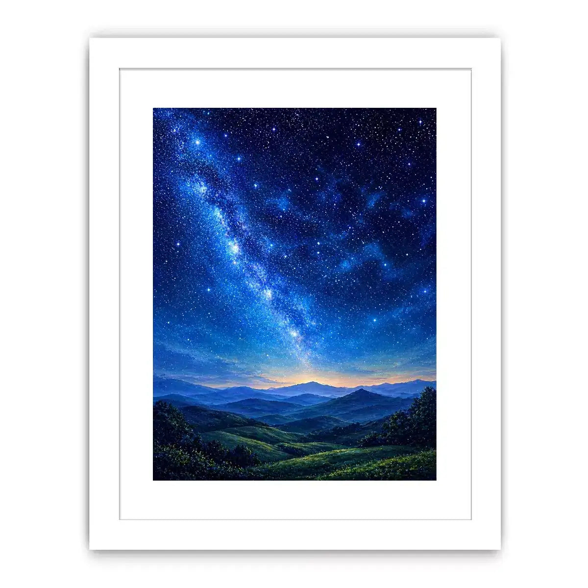starry night sky landscape Canvas Print dreamy blue canvas peaceful decor