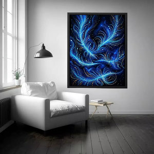abstract blue light flow Canvas Print cosmic glowing canvas modern decor