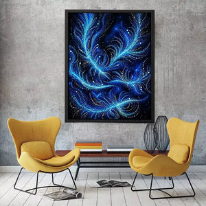 abstract blue light flow Canvas Print cosmic glowing canvas modern decor