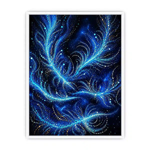 abstract blue light flow Canvas Print cosmic glowing canvas modern decor