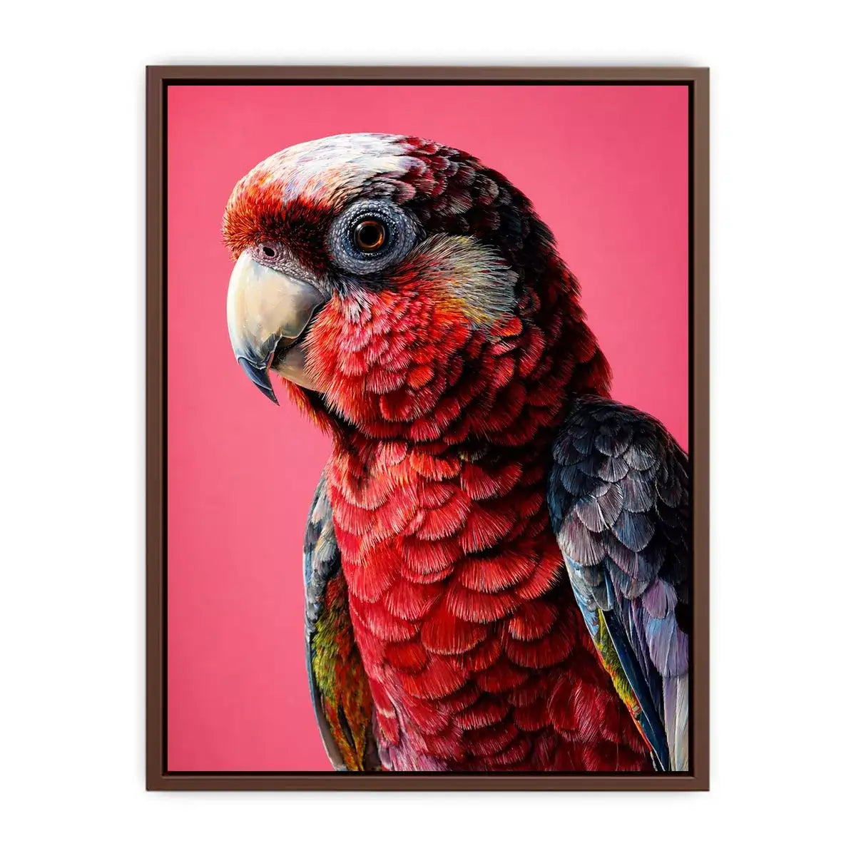 modern parrot portrait Canvas Print vibrant red bird canvas tropical decor