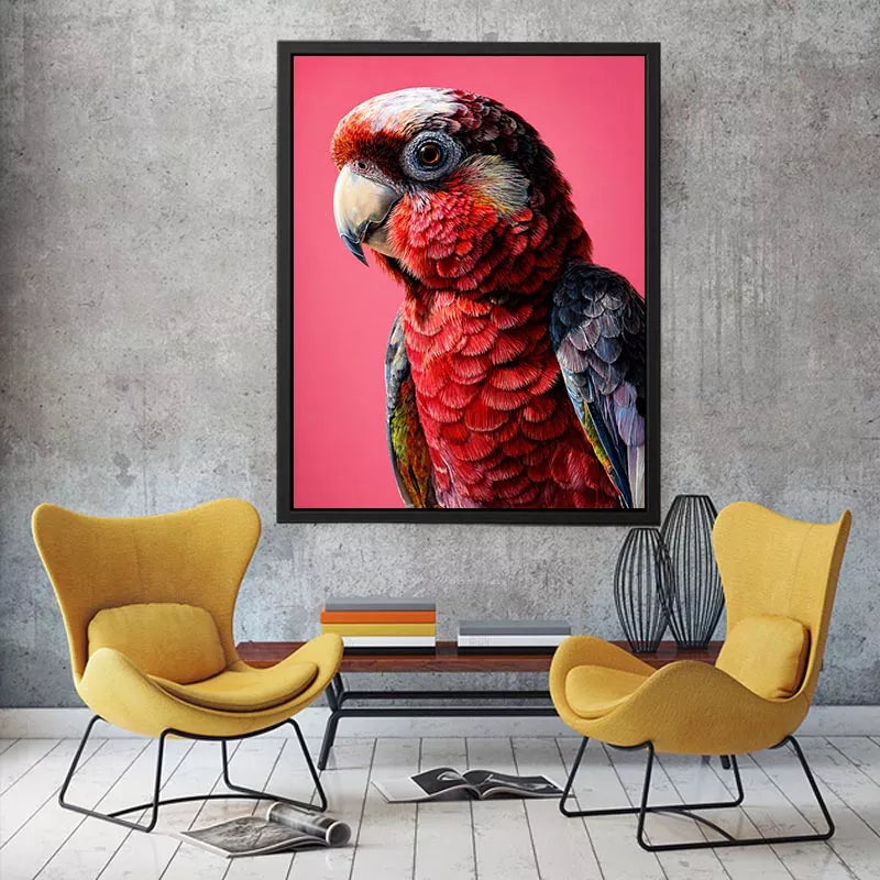 modern parrot portrait Canvas Print vibrant red bird canvas tropical decor
