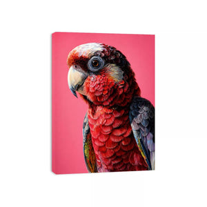 modern parrot portrait Canvas Print vibrant red bird canvas tropical decor