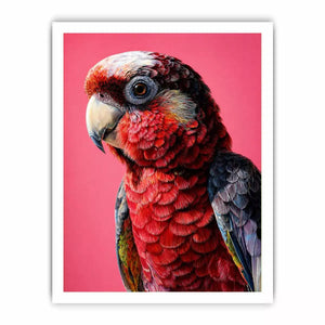 modern parrot portrait Canvas Print vibrant red bird canvas tropical decor