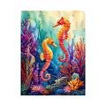 watercolor seahorse Canvas Print coastal ocean coral canvas decor