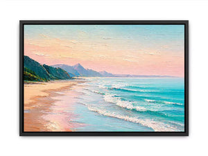 coastal beach painting Canvas Print soft pastel ocean waves canvas decor
