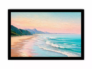 coastal beach painting Canvas Print soft pastel ocean waves canvas decor