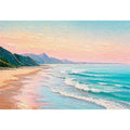 coastal beach painting Canvas Print soft pastel ocean waves canvas decor