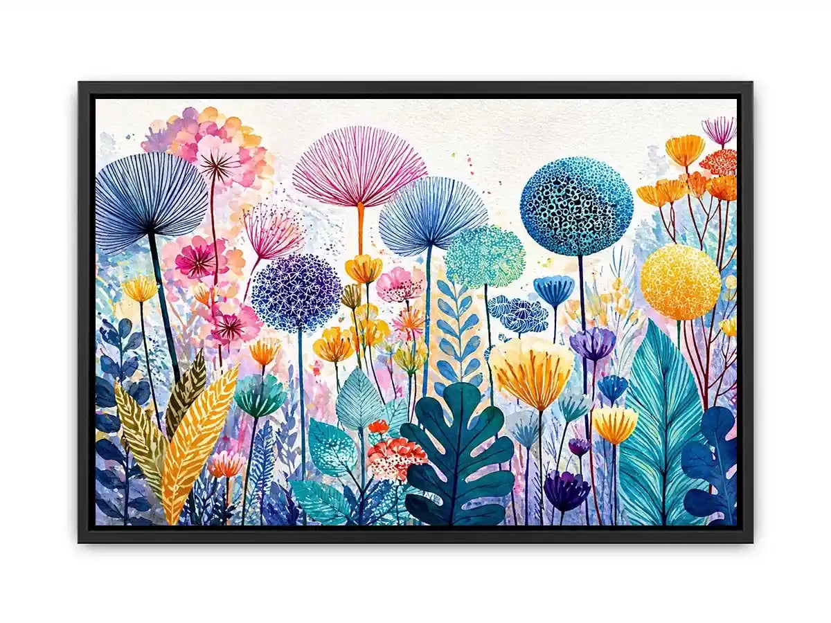abstract botanical flowers Canvas Print colorful modern floral canvas decor