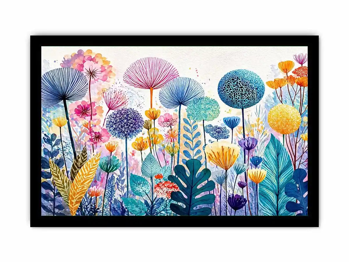 abstract botanical flowers Canvas Print colorful modern floral canvas decor