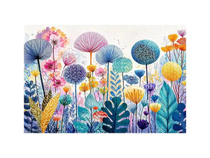 abstract botanical flowers Canvas Print colorful modern floral canvas decor