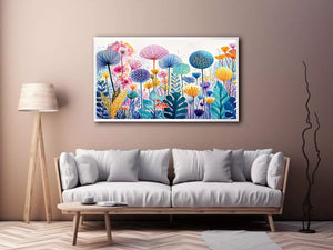abstract botanical flowers Canvas Print colorful modern floral canvas decor