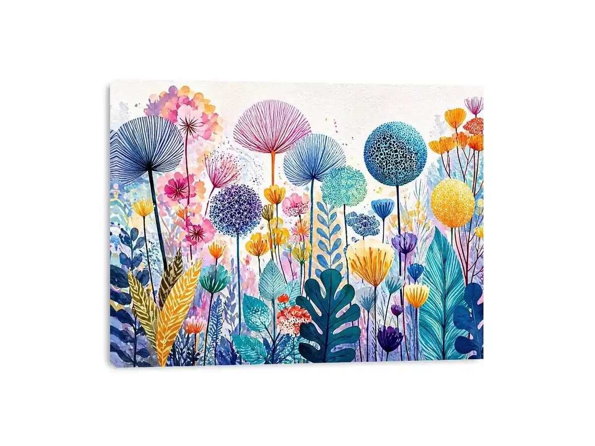 abstract botanical flowers Canvas Print colorful modern floral canvas decor
