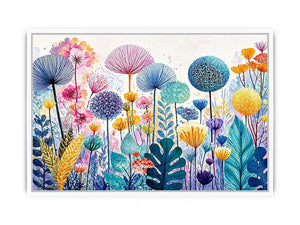 abstract botanical flowers Canvas Print colorful modern floral canvas decor