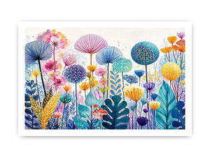 abstract botanical flowers Canvas Print colorful modern floral canvas decor