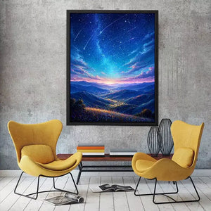 starry valley landscape Canvas Print dreamy night sky canvas decor