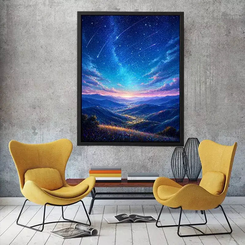 starry valley landscape Canvas Print dreamy night sky canvas decor