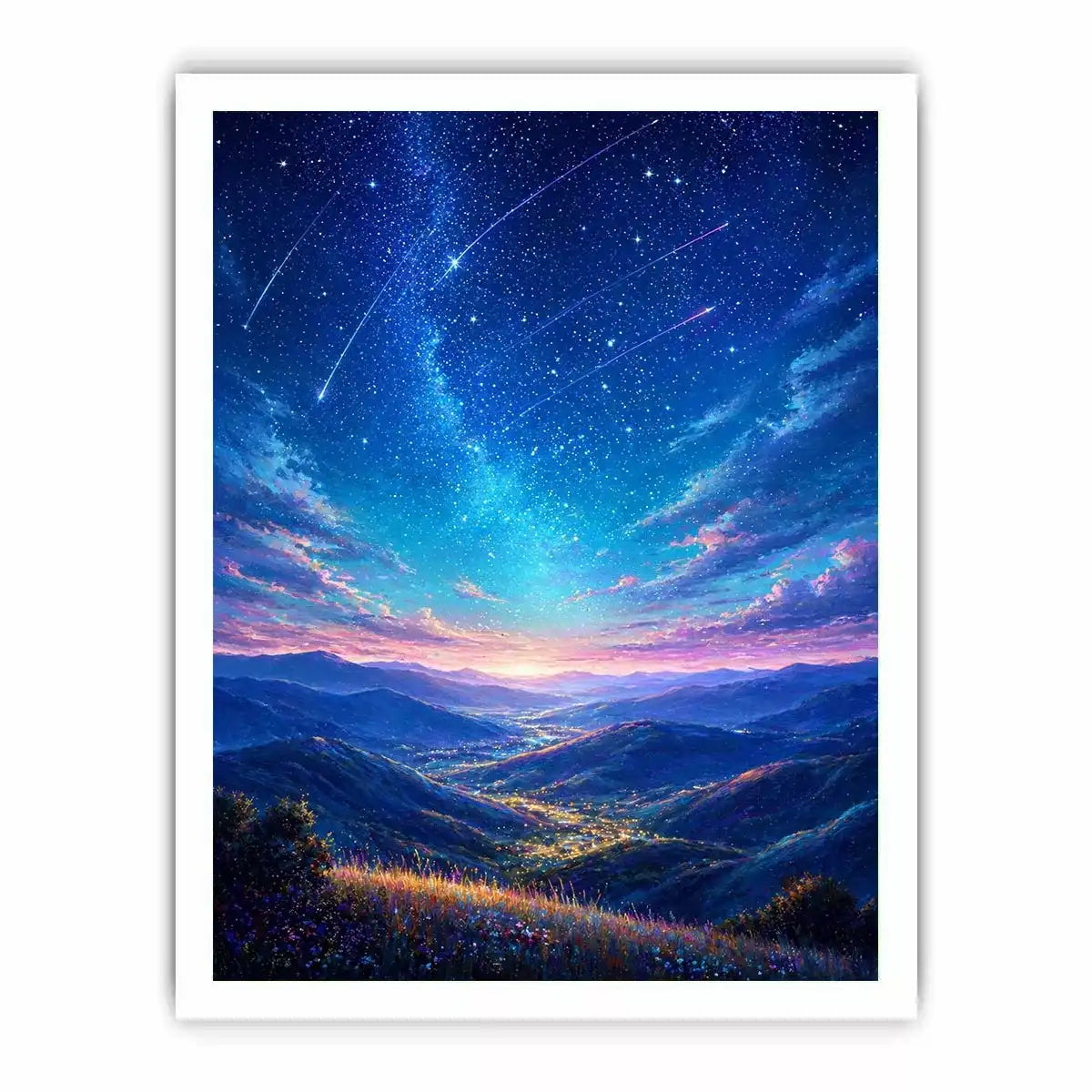 starry valley landscape Canvas Print dreamy night sky canvas decor